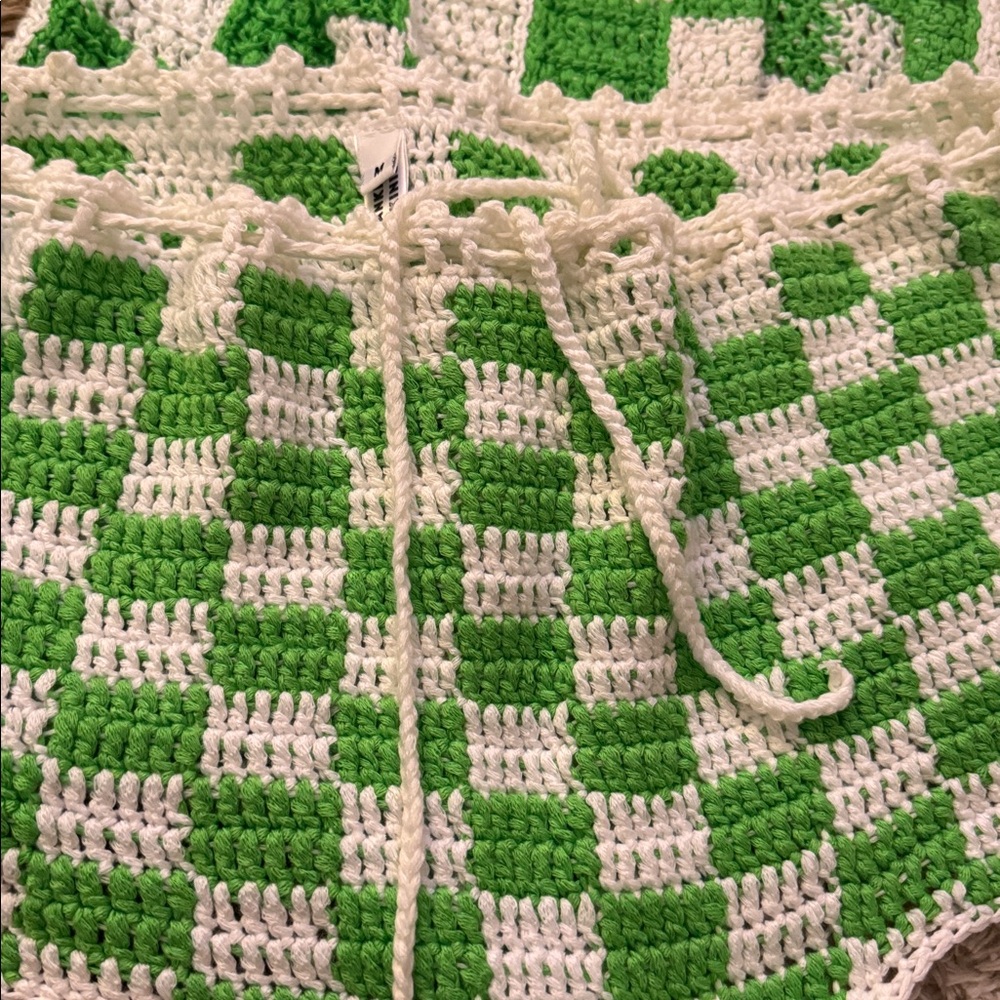 💚 Frankie's Bikinis Green & White Check Crochet Matching Set 💚 - Picture 8 of 10